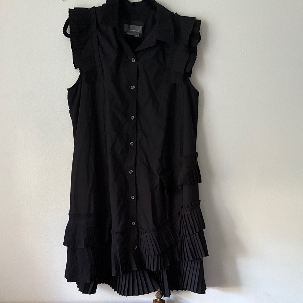 Elegant Anthropologie Black Ruffled Dress. Size Medium